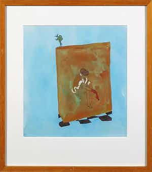 Karin Bos - Gouache, Zonder titel - Ingelijst verkocht voor € 35!