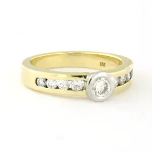 14k bicolour gouden ring met briljant geslepen diamant tot. 0.55ct 5.3 gram kopen? Bied vanaf 710!