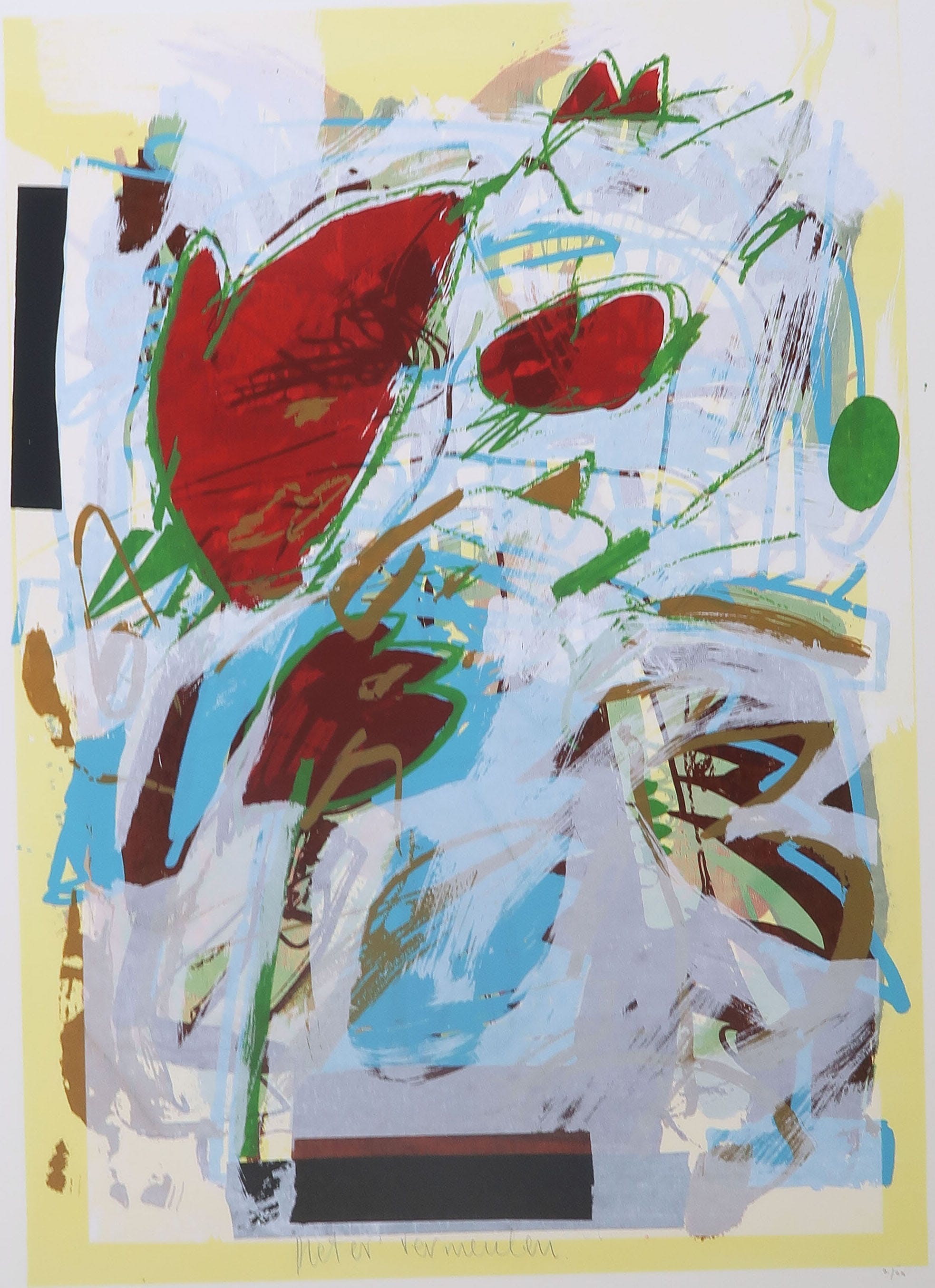 Pieter Vermeulen - Red Hearts and Papillon in landscape - In verguld houten lijst kopen? Bied vanaf 29!