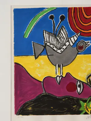 Corneille - De Vrouw en de Vogel - Handgesigneerd - 1998 kopen? Bied vanaf 300!