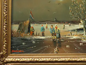 Hendrik Breedveld - (1918-1999) – 2x Olieverf op paneel , 2 Winterlandschappen - ingelijst kopen? Bied vanaf 1!