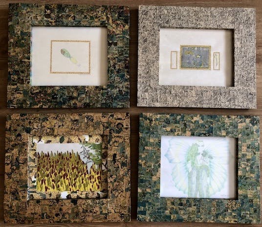 Catharina Naus - 4 heel aparte werkjes waarvan ook de lijst een kunstwerk is. kopen? Bied vanaf 35!