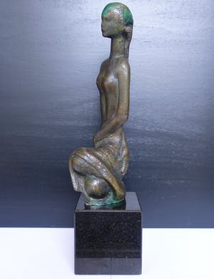 Brons (Onbekend) - zittend naakt, zeer mooi beeldje kopen? Bied vanaf 175!