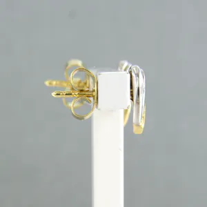 14k bicolour gouden oorknoppen bezet met briljant geslepen diamant tot 0,02ct kopen? Bied vanaf 1!