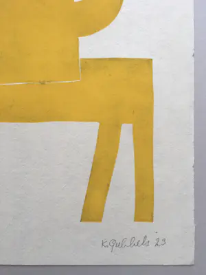 Klaas Gubbels - ‘Kan op tafel in geel’ - houtdruk op papier - 2023 kopen? Bied vanaf 365!