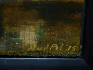 Arend van de Pol - afgemeerd zeilschip - olieverfschilderij 1935 kopen? Bied vanaf 175!