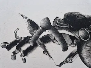 Jan Prins - Fascinerende - kleine oplage (8) - Ets "de onderdelen van een spin" gesigneerd kopen? Bied vanaf 1!