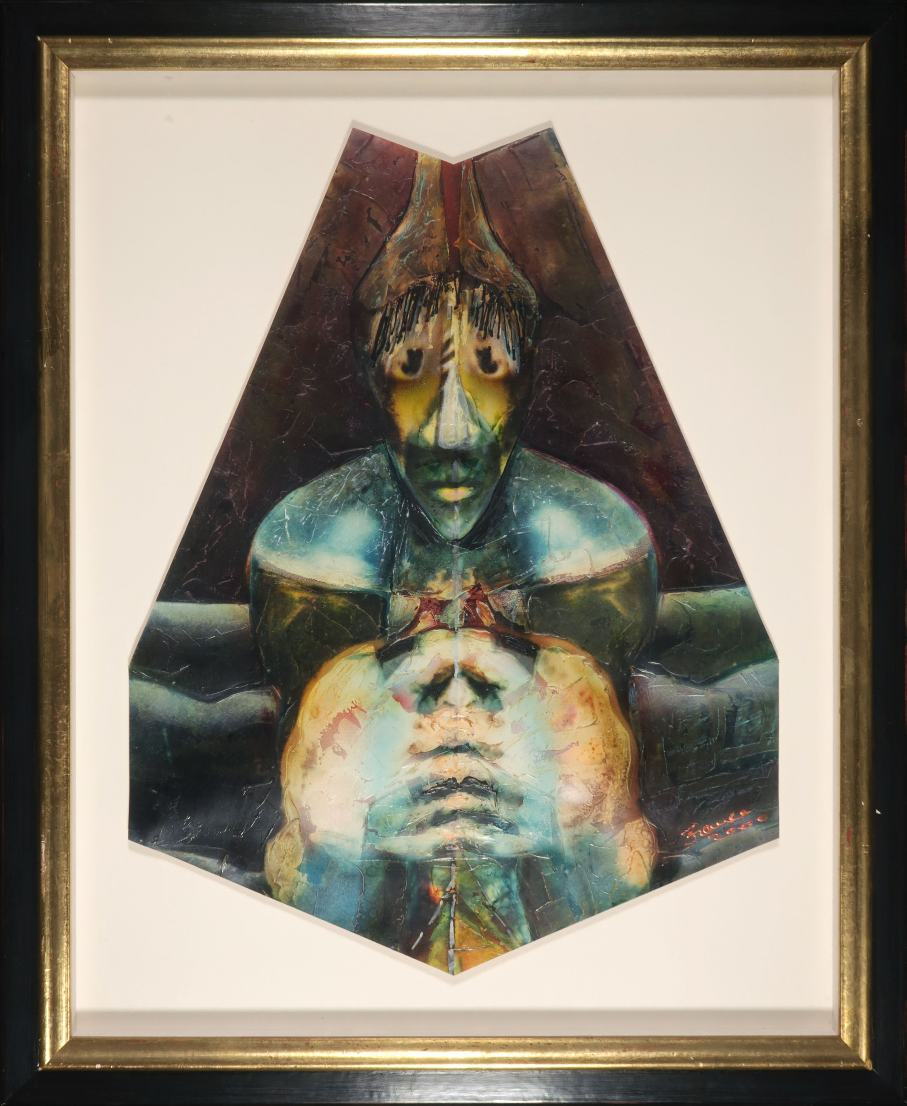 Franca Muller Jabusch - Acryl op papier, Begeleider - Ingelijst verkocht voor € 50!