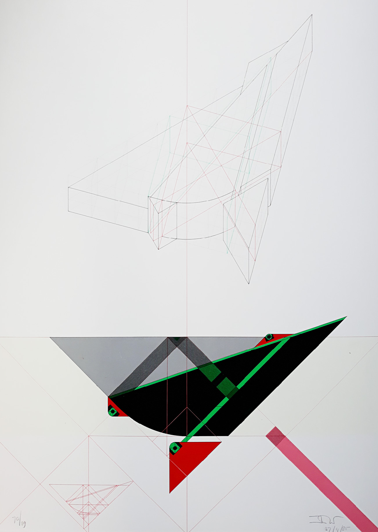 Jan Hoogstad - Geometrisch abstract architectuur concept, zeefdruk kopen? Bied vanaf 75!