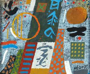 Leon Savelsberg - Gouache op papier, Kleurrijk Z.t. verkocht voor € 1!
