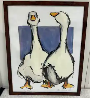 Ellen Meuwese - De twee speelse ganzen verkocht voor € 65!