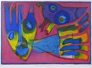 Geert Vrijdag - Zeefdruk, De machine uitgevlogen - Ingelijst (Groot) kopen? Bied vanaf 1!