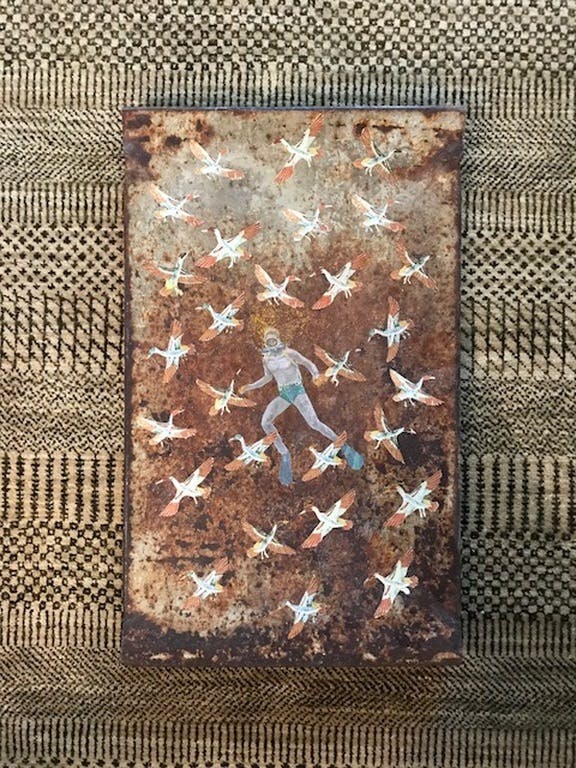 Shila Oringer - Shila Oringer - Flying high - Mixed art, Collage verkocht voor € 100!