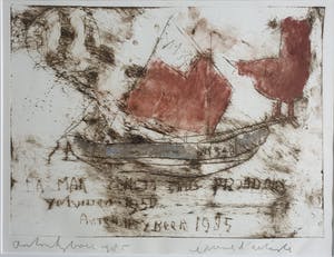 Anton Heyboer - IJmuiden 348 - Ets met kleur - 1985 - mooi ingelijst - 60 x 70 cm. kopen? Bied vanaf 275!