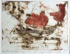 Anton Heyboer - IJmuiden 348 - Ets met kleur - 1985 - mooi ingelijst - 60 x 70 cm. verkocht voor € 275!