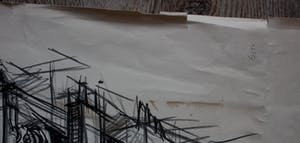 Hans Vleugels - Krijttekening: Gevel van een gebouw - 1961 kopen? Bied vanaf 49!