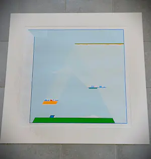 Han Jansen - grote geometrische zeefdruk "verschuivend landschap" - 70 exemplaren - gesignrd kopen? Bied vanaf 39!