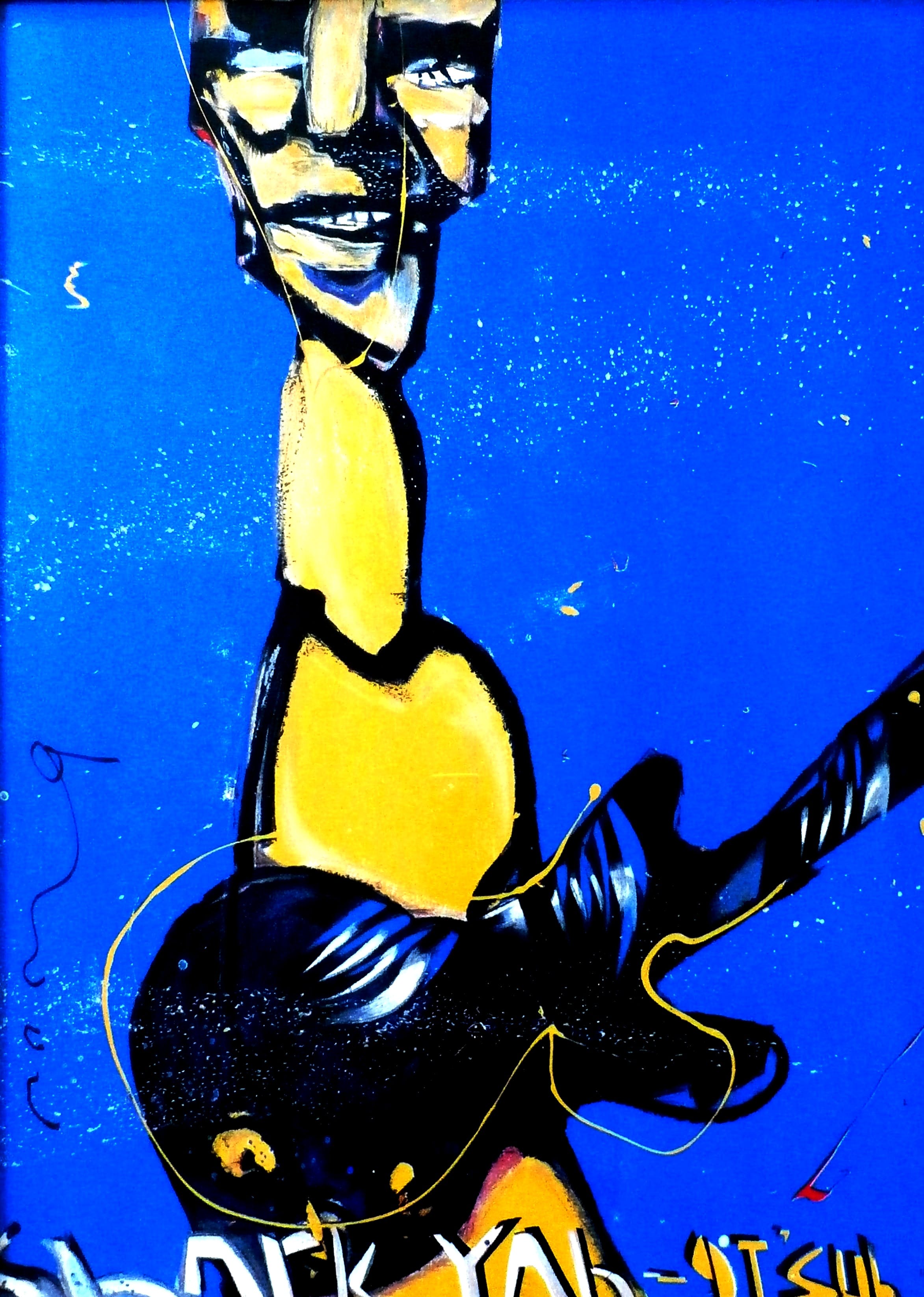 Herman Brood - ingelijste zeefdruk: de basgitarist verkocht voor € 299!