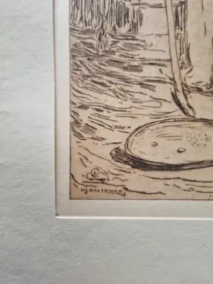 Hendrik Johannes Haverman - 19e eeuwse Ets - Afrikaanse vrouw" gesigneerd kopen? Bied vanaf 29!