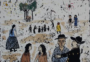 Frank Lodeizen - Zeefdruk, handingekleurd: Zigeuners uit Amsterdam - 1989 kopen? Bied vanaf 55!