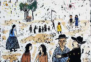 Frank Lodeizen - Zeefdruk, handingekleurd: Zigeuners uit Amsterdam - 1989 verkocht voor € 55!