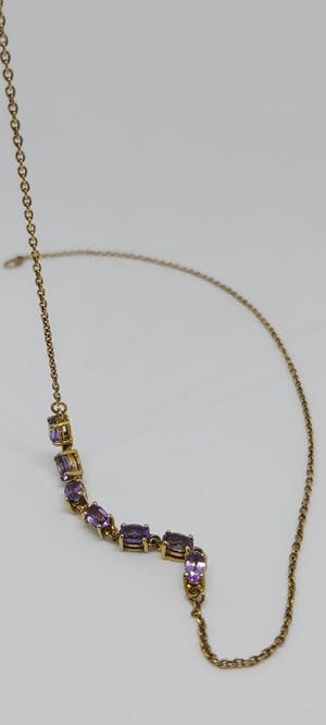 Zilveren (925) vergulde Collier met 7 Amethisten, 46 cm lang kopen? Bied vanaf 55!