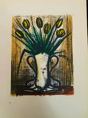 Bernard Buffet - Bouquet de tulipes jaunes, 1965. Lithografie. kaufen? Bieten Sie von 25!