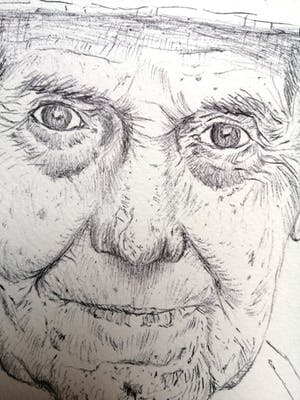 Niet of onleesbaar gesigneerd - Portret Roger Raveel - Originele pentekening kopen? Bied vanaf 1!