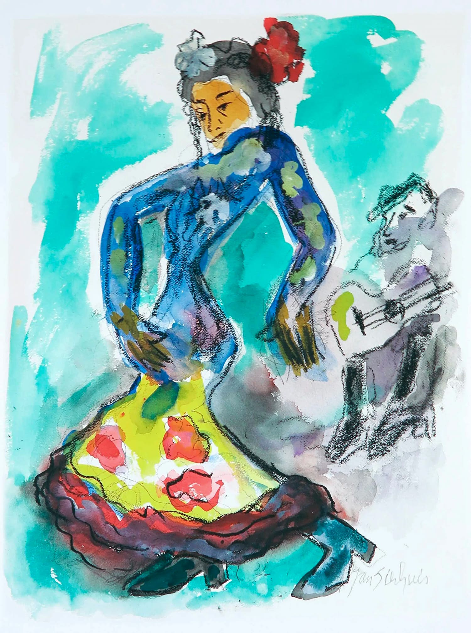 Jan Sierhuis - Giclée, Danseres kopen? Bied vanaf 1!