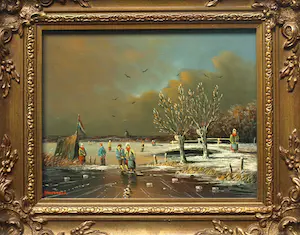 Hendrik Breedveld - (1918-1999) – 2x Olieverf op paneel , 2 Winterlandschappen - ingelijst kopen? Bied vanaf 1!