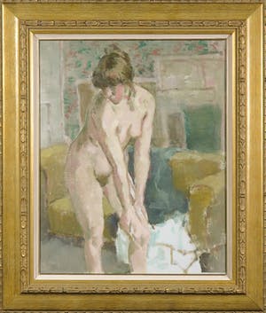 Hessel de Boer - Olieverf op doek, Naakt in interieur - Ingelijst kopen? Bied vanaf 400!