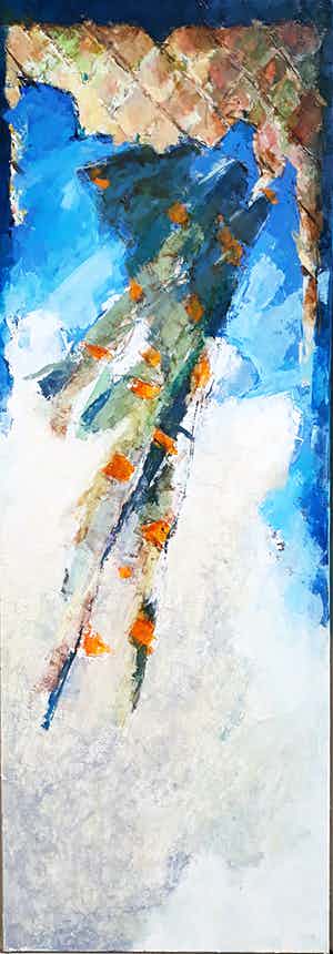 Richard Smeets - Abstracte compositie, olieverf op doek (mooi ingelijst, zeer groot) verkocht voor € 1100!