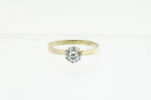1080 - Elegante 14 Krt bi-color gouden dames solitair ring met 0.18ct briljant kaufen? Bieten Sie von 160!