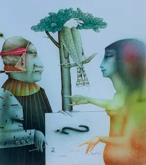 AcheterPaul Wunderlich - Ingelijste kleurenlitho: vrouw en roofvogel? Enchérissez de 149!