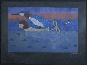 Geertje Briels - Houtdruk op geschept papier, Een opwindende tocht kopen? Bied vanaf 1!