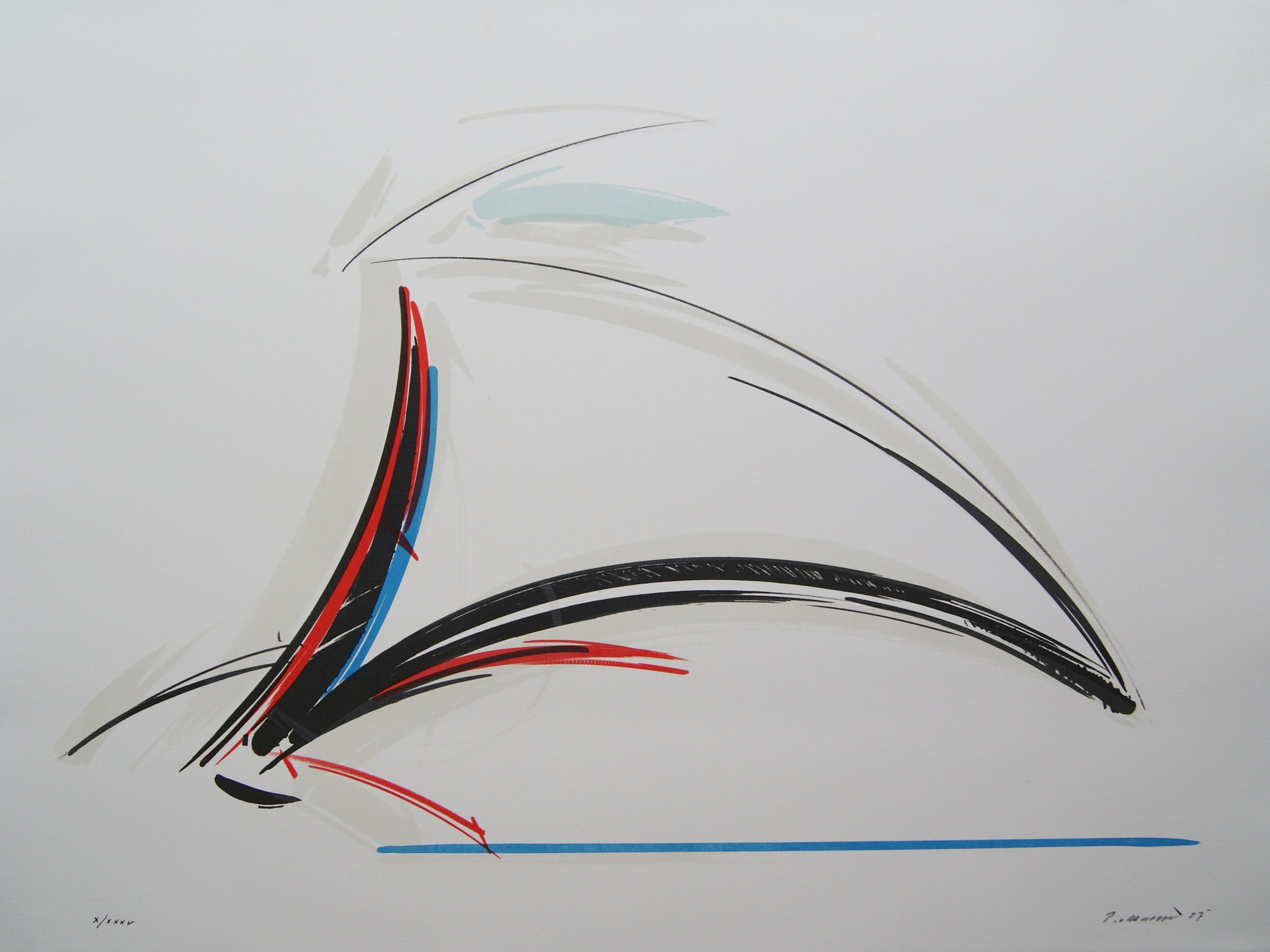 Peter van Drumpt - abstracte litho - 1987 kopen? Bied vanaf 25!