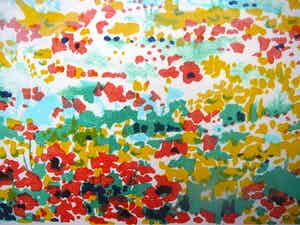 Joke Struik - Lente in de Auvergne -linosnede 1981- verkocht voor € 35!