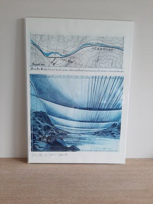 Christo - Over the river - Grote Litho in plexibox - handgesigneerd kopen? Bied vanaf 650!