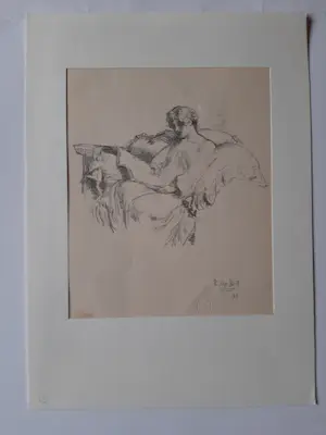 Robert Anning Bell - 3 Litho 's ,Meisjes spelen tennis ,Meisje dat leest , In hoekje met boek . kopen? Bied vanaf 35!