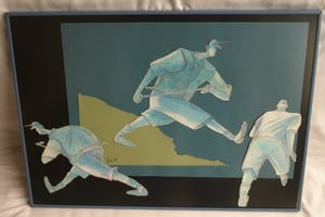 Guido van Driel - Ingelijste collage & tekening , “Golfers 1” – 1993 kopen? Bied vanaf 90!