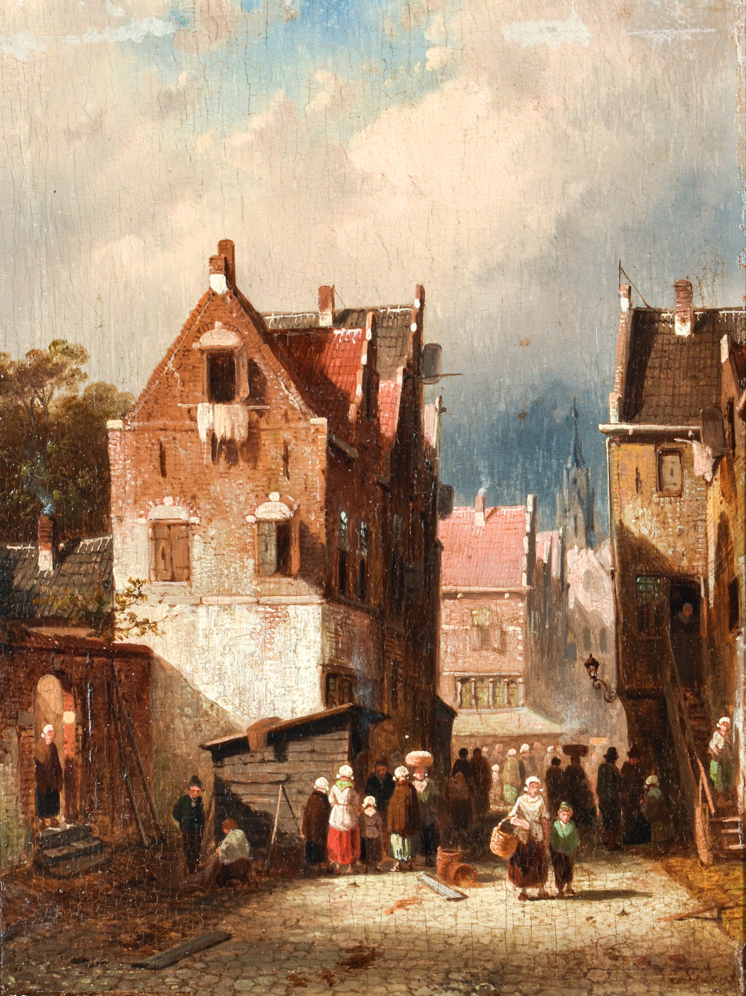 Charles Leickert - Stadsgezicht in de zomer - Ingelijst kopen? Bied vanaf 3950!