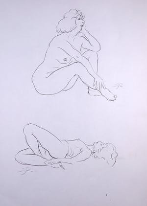 Jan Sluijters (jr.) - Potlood op papier, Poserende naakten kopen? Bied vanaf 1!