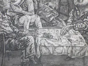 Fer Hakkaart - Twee heren en een dame - Ets kopen? Bied vanaf 70!