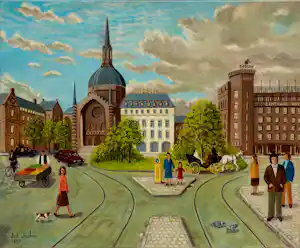 Johan Jeuken - Olieverf op doek: Leidseplein - 1977 verkauft für € 800!