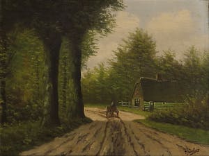 Niet of onleesbaar gesigneerd - Olieverf op paneel, Landschap - Ingelijst kopen? Bied vanaf 10!