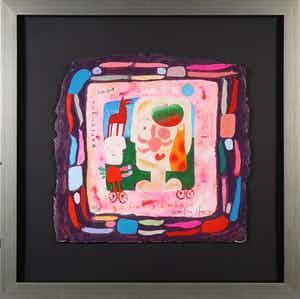 Wouter Stips - Zeefdruk, Verlangen naar geborgenheid - Ingelijst verkocht voor € 70!