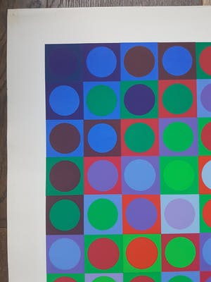 Victor Vasarely - Geometrisch abstracte compositie, zeefdruk (ingelijst) kopen? Bied vanaf 350!