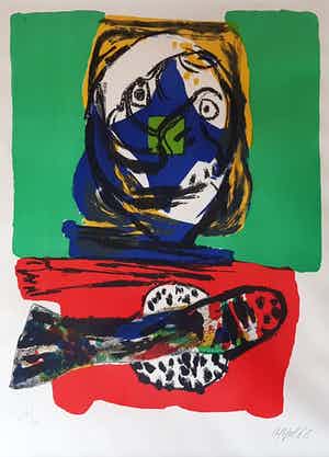 Karel Appel - litho 104/200, sans titre - gesigneerd en 1966 verkocht voor € 695!