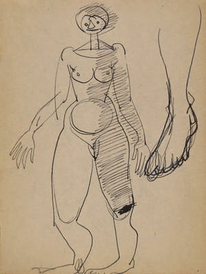 Siep van den Berg - Inkttekening, Staand naakt kopen? Bied vanaf 10!