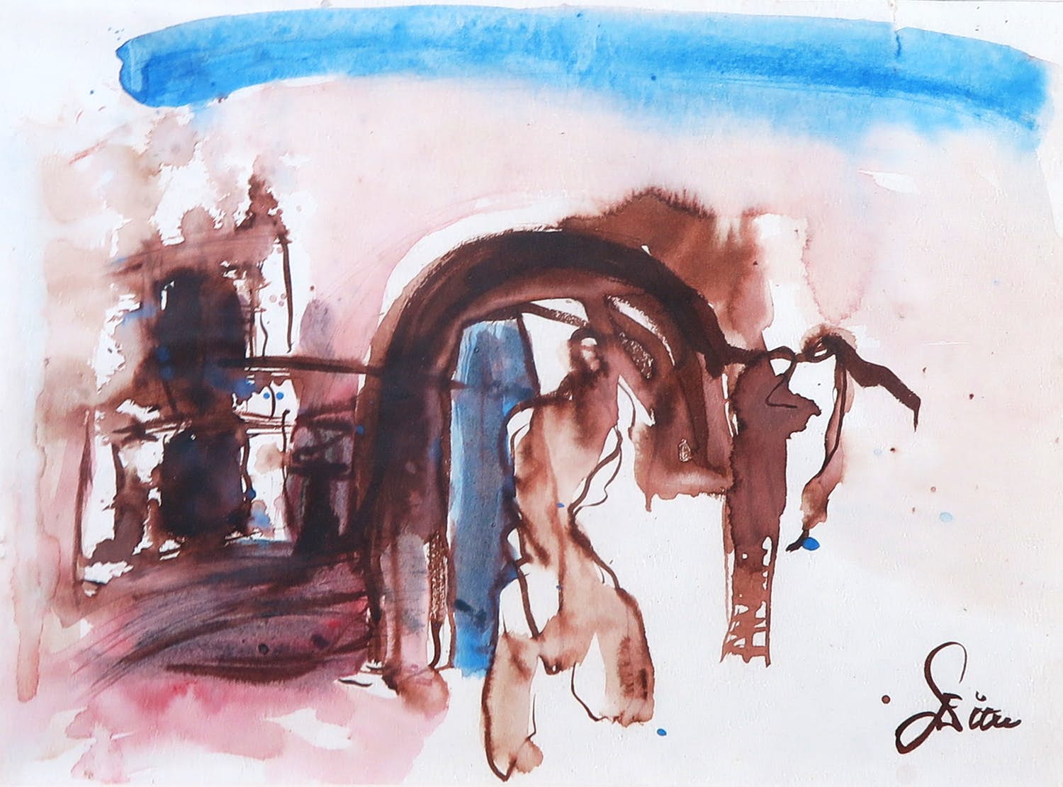 Franscz Witte - Aquarel, Zonder titel kopen? Bied vanaf 1!